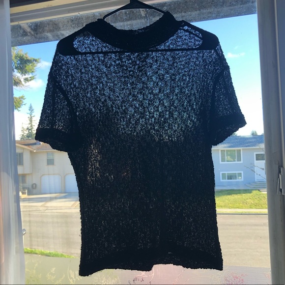 Vintage, Sheer Knit Turtle Neck Tee - Picture 1 of 2